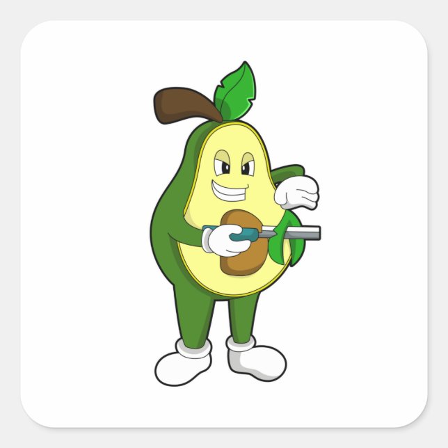 Pegatina Cuadrada Aguacate como peluquero con Razor (Anverso)