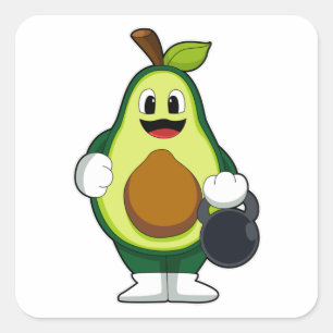 Pegatina Cuadrada Aguacate en la formación de la fuerza con campanas
