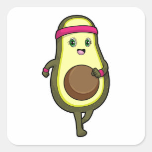 Pegatina Cuadrada Aguacate en trotar con la cabeza