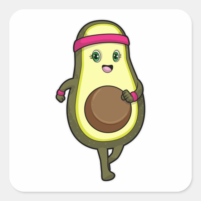 Pegatina Cuadrada Aguacate en trotar con la cabeza (Anverso)