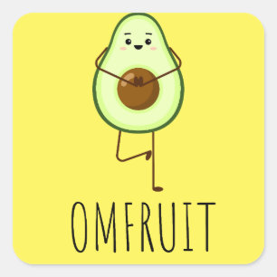 Pegatina Cuadrada Aguacate haciendo yoga