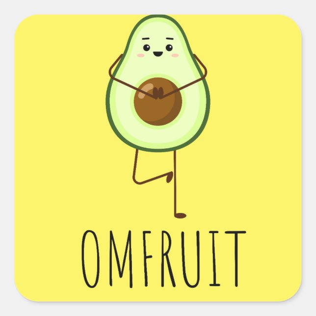 Pegatina Cuadrada Aguacate haciendo yoga (Anverso)
