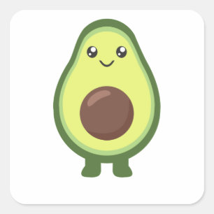 Pegatina Cuadrada Aguacate Kawaii Come Dulce Aguacates