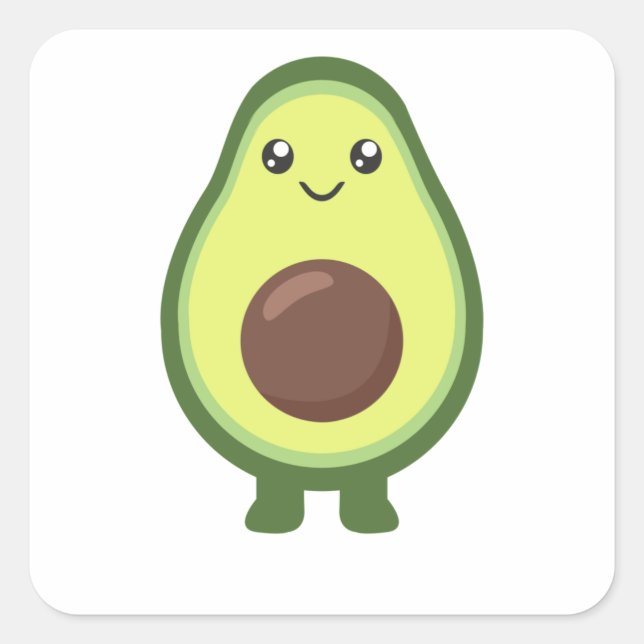 Pegatina Cuadrada Aguacate Kawaii Come Dulce Aguacates (Anverso)