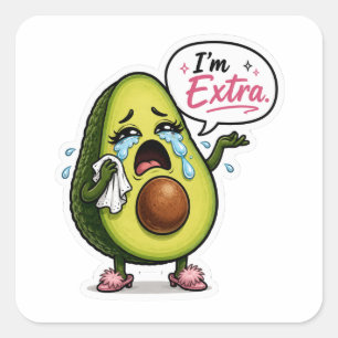 Pegatina Cuadrada Aguacate Llorando Diciendo Soy Extra Sticker de Ar