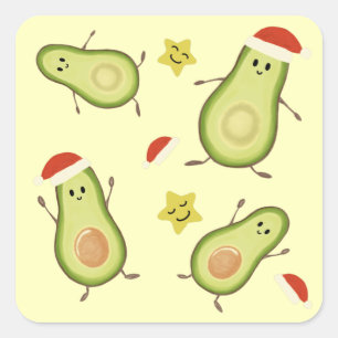 Pegatina Cuadrada Aguacates y Navidad