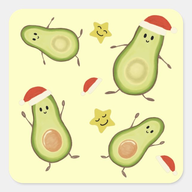Pegatina Cuadrada Aguacates y Navidad (Anverso)