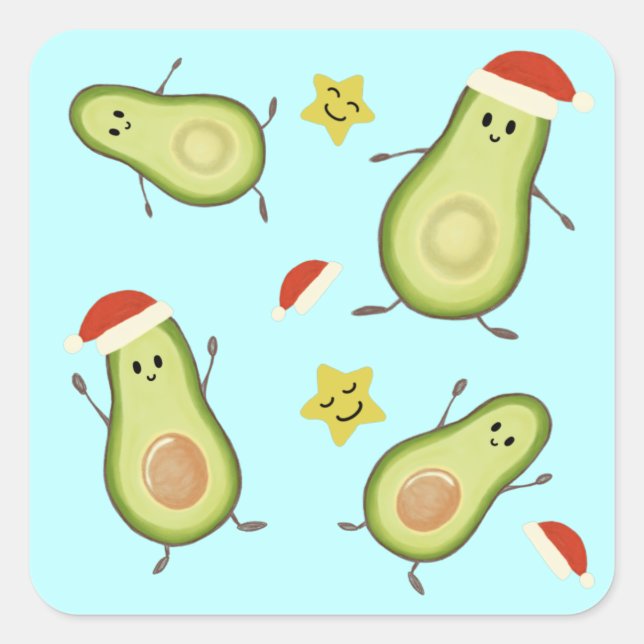 Pegatina Cuadrada Aguacates y Navidad (Anverso)