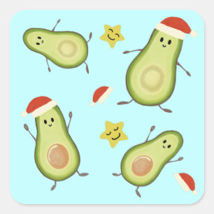 Pegatina Cuadrada Aguacates y Navidad