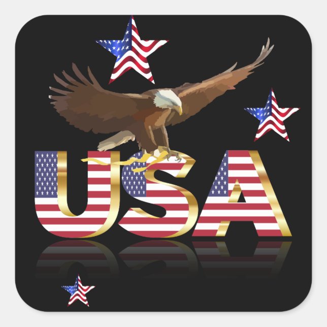 Pegatina Cuadrada Águila americana (Anverso)