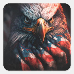 Pegatina Cuadrada Águila Americana – Majestuoso Símbolo de Libertad