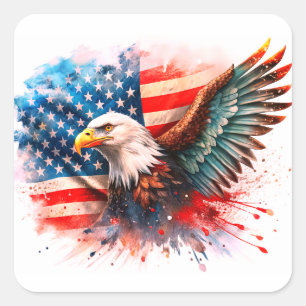 Pegatina Cuadrada Águila Americana – Majestuoso Símbolo de Libertad