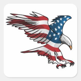 Pegatina Cuadrada Águila Bandera Patriótica Americana