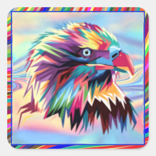Pegatina Cuadrada Águila Calva Diseño Geométrico Prismático-80590