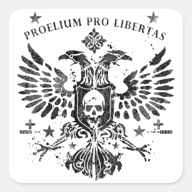 Pegatina Cuadrada Águila de doble cabeza moderna (Anverso)