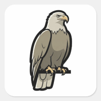 Pegatina Cuadrada Águila de Fuerza Silenciosa – Ilustración Minimali