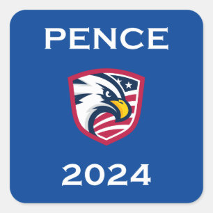 Pegatina Cuadrada Águila electoral Mike Pence 2024: Patriótico de Gu