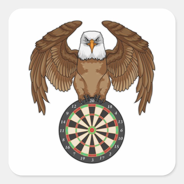 Pegatina Cuadrada Águila en Darts con tablón (Anverso)