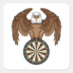 Pegatina Cuadrada Águila en Darts con tablón