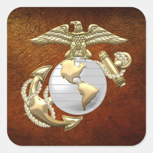 Pegatina Cuadrada Águila, glóbulo y ancla USMC (EGA) [3D]