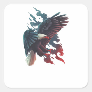 Pegatina Cuadrada Águila metalizado