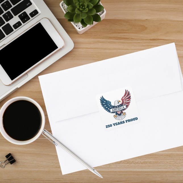 Pegatina Cuadrada Águila Patriótica 250 Aniv. Independencia de Améri (Subido por el creador)