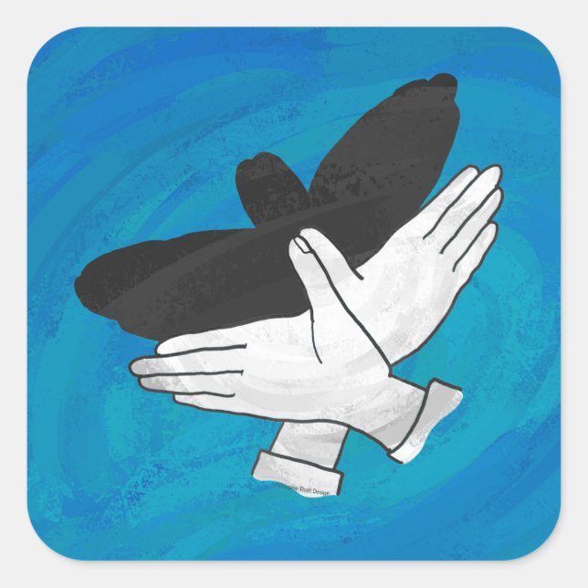 Pegatina Cuadrada Águila Sombra Sobre El Azul (Anverso)