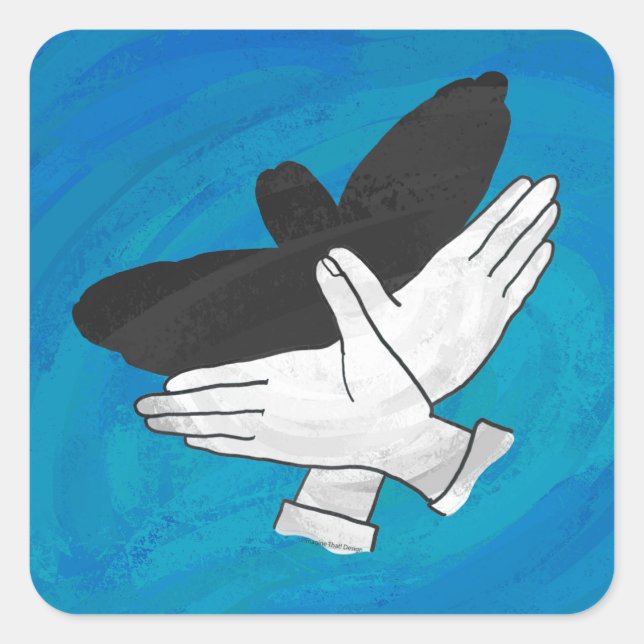 Pegatina Cuadrada Águila Sombra Sobre El Azul (Anverso)