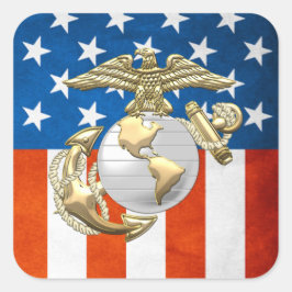 Pegatina Cuadrada Águila USMC, Globe & Anchor (EGA) [3D]