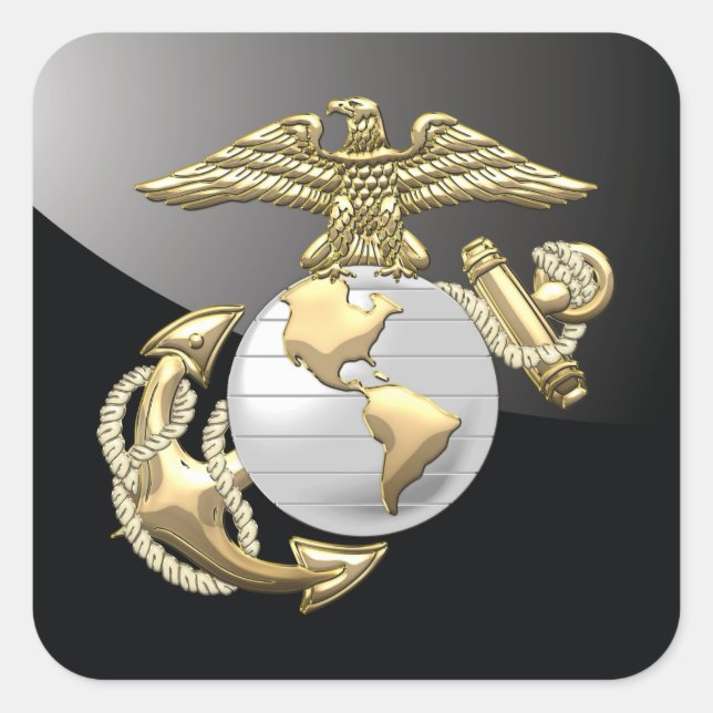 Pegatina Cuadrada Águila USMC, Globe & Anchor (EGA) [3D] (Anverso)