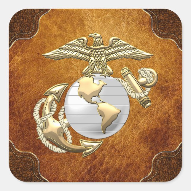 Pegatina Cuadrada Águila USMC, Globe & Anchor (EGA) [3D] (Anverso)