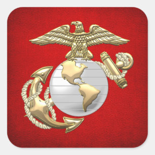 Pegatina Cuadrada Águila USMC, Globe & Anchor (EGA) [3D]