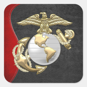 Pegatina Cuadrada Águila USMC, Globe & Anchor (EGA) [3D]