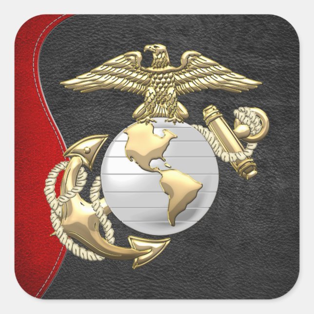 Pegatina Cuadrada Águila USMC, Globe & Anchor (EGA) [3D] (Anverso)