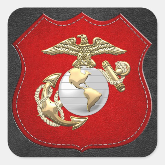 Pegatina Cuadrada Águila USMC, Globe & Anchor (EGA) [3D] (Anverso)