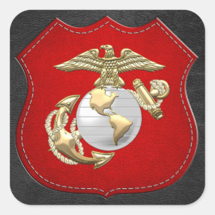 Pegatina Cuadrada Águila USMC, Globe & Anchor (EGA) [3D]