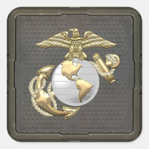 Pegatina Cuadrada Águila USMC, Globe & Anchor (EGA) [3D]