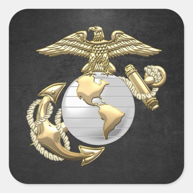 Pegatina Cuadrada Águila USMC, Globe & Anchor (EGA) [3D] (Anverso)