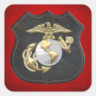 Pegatina Cuadrada Águila USMC, Globe & Anchor (EGA) [3D]