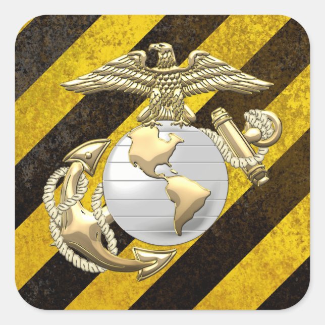 Pegatina Cuadrada Águila USMC, Globe & Anchor (EGA) [3D] (Anverso)