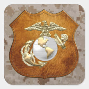 Pegatina Cuadrada Águila USMC, Globe & Anchor (EGA) [3D]