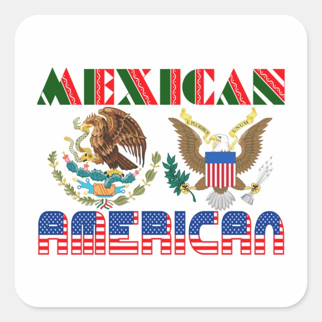 Pegatina Cuadrada Águilas Americanas Mexicanas (Anverso)