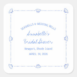 Pegatina Cuadrada Agujas de la mano y duchas de Boda