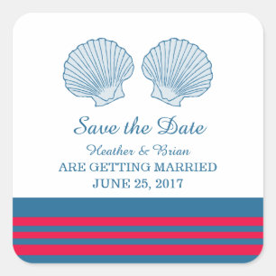 Pegatina Cuadrada Agujas marinas náuticas rojas azules salvan la fec