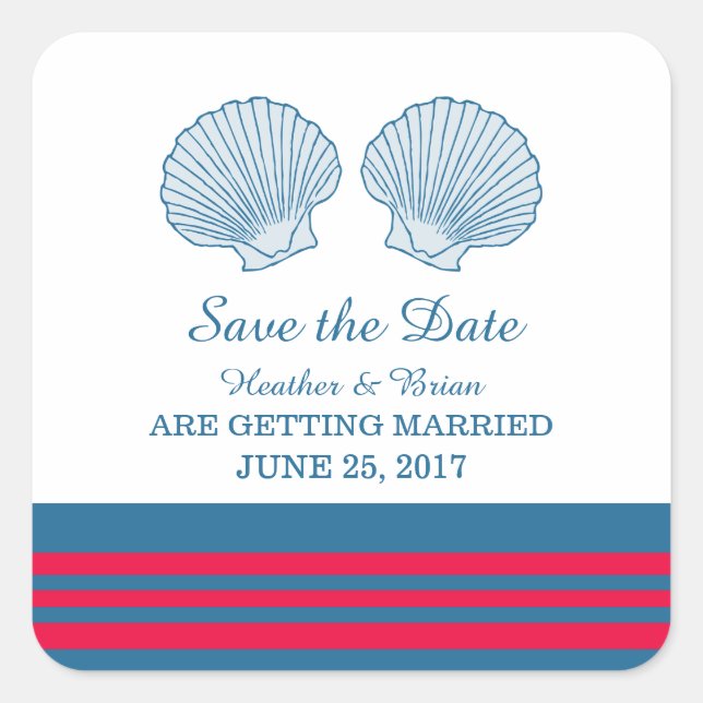 Pegatina Cuadrada Agujas marinas náuticas rojas azules salvan la fec (Anverso)