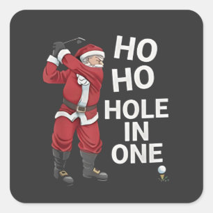 Pegatina Cuadrada Agujero en Uno Divertido Golf Navidad
