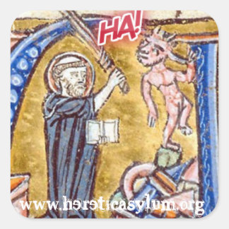 Pegatina Cuadrada ¡AH! con diablo