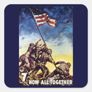 Pegatina Cuadrada Ahora todos juntos ~ Iwo Jima