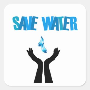 Pegatina Cuadrada Ahorra agua con las manos