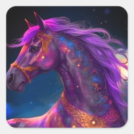 Pegatina Cuadrada Ai Purple Horse